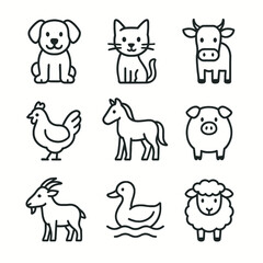 Obraz premium farm animals collection