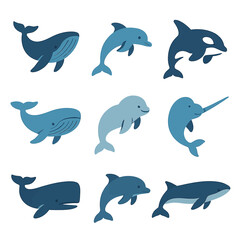 Fototapeta premium Cetacean Vector Icons
