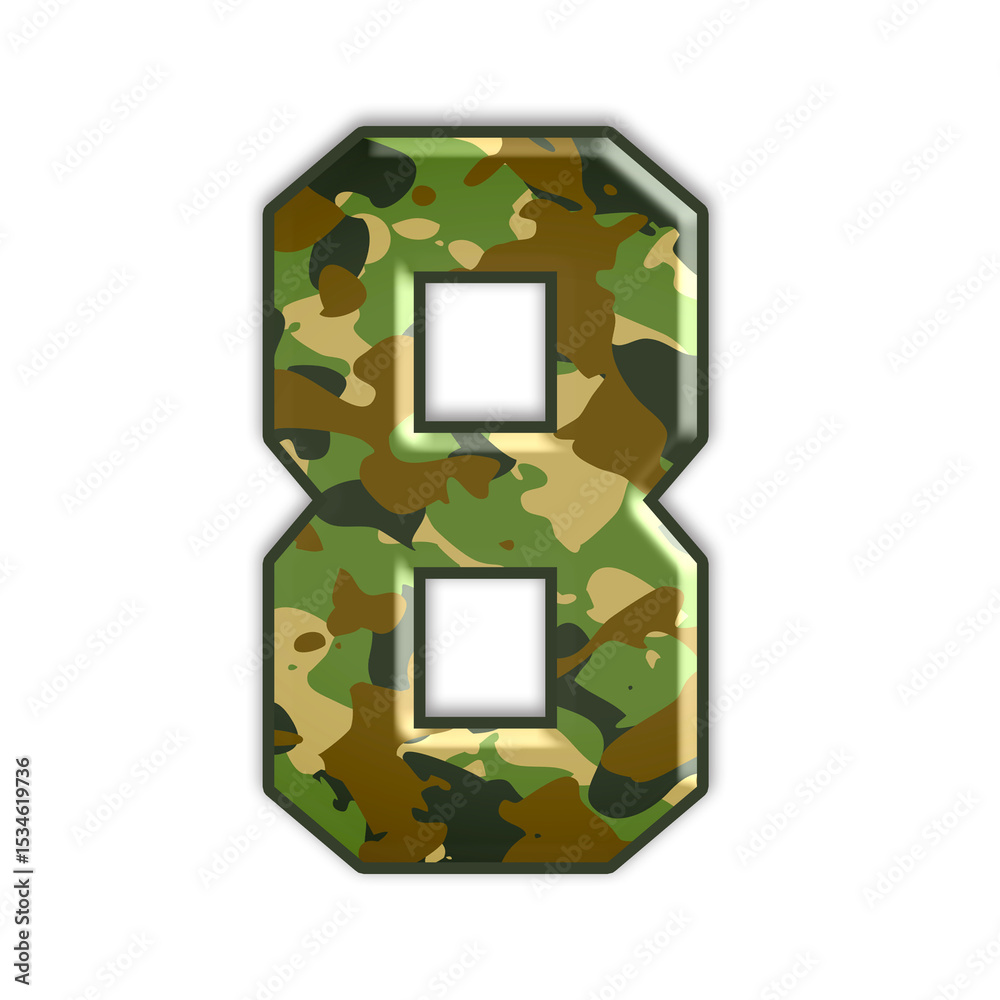 Fototapete camouflage number with 3d embossed effect transparent background