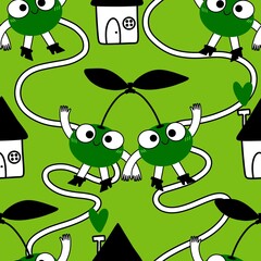 Summer fruit seamless cherry berry pattern for wrapping paper and fabrics