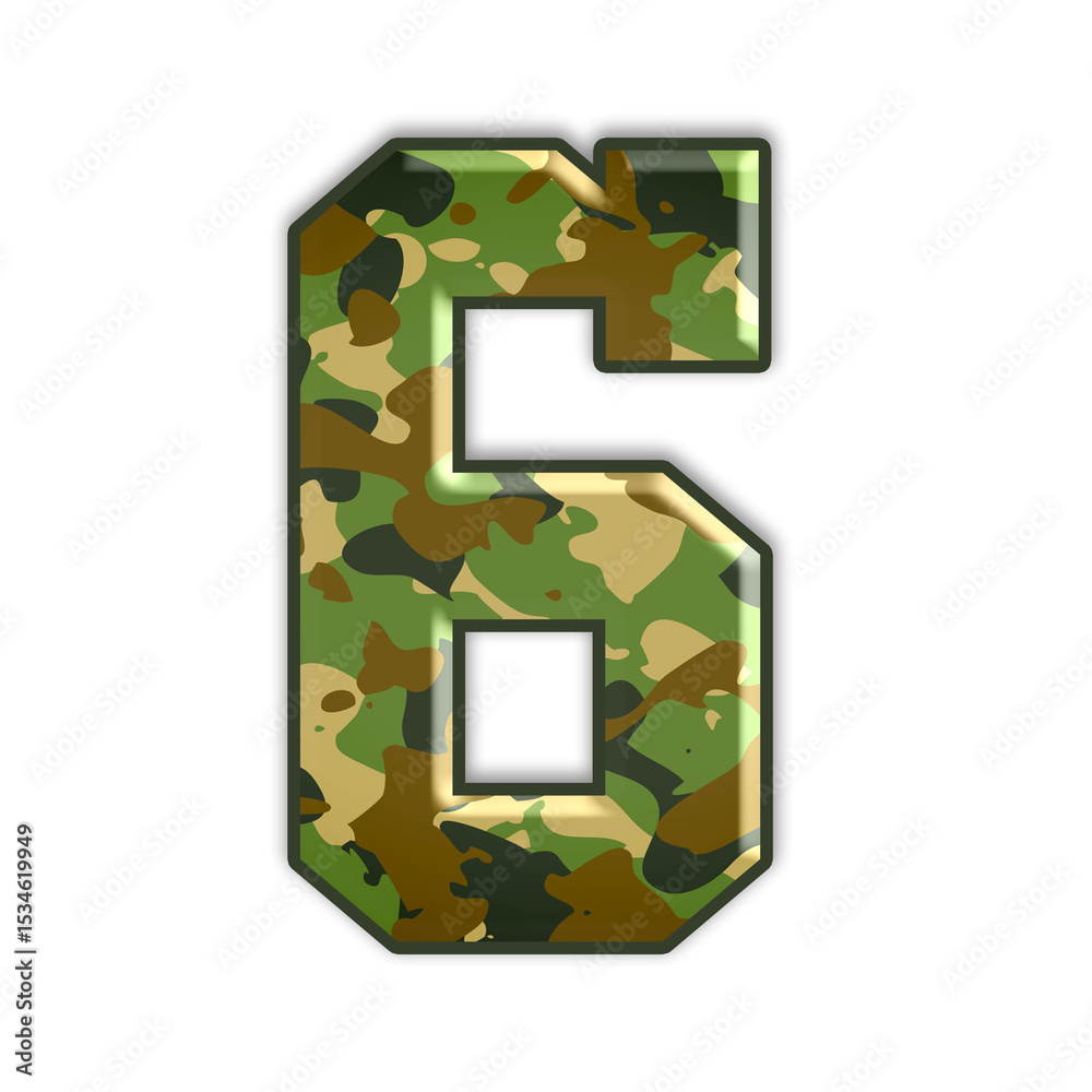 Fototapete camouflage number with 3d embossed effect transparent background