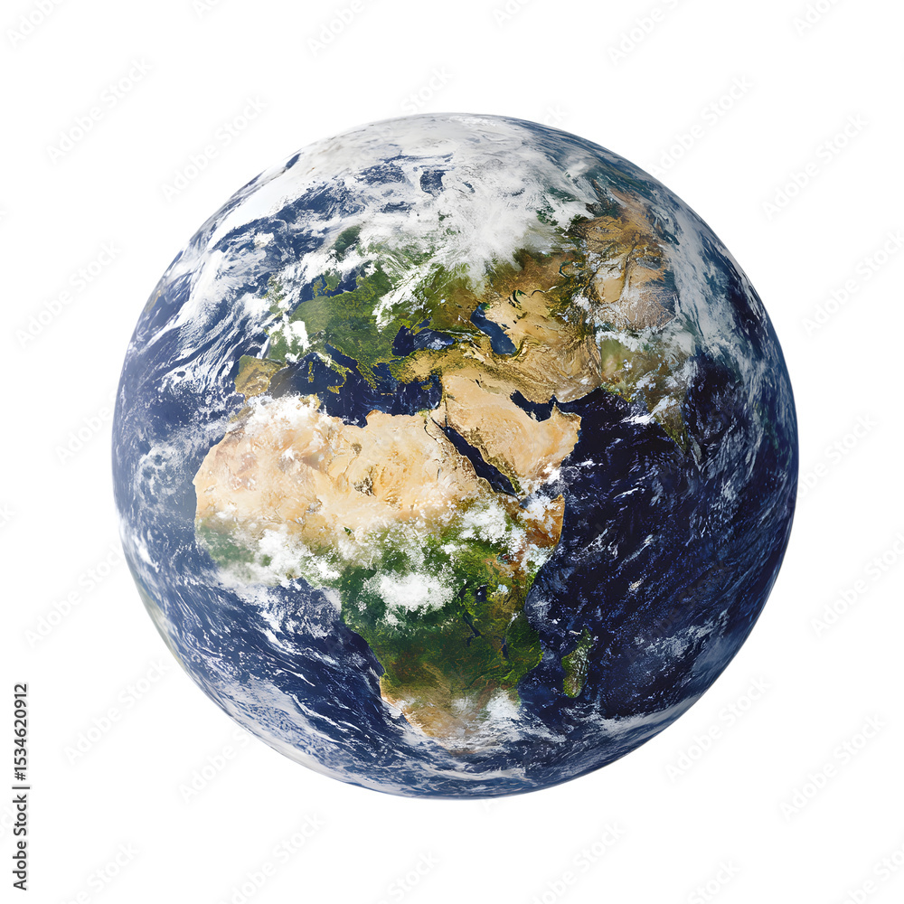 Wall mural high-resolution satellite image of planet earth showcasing continents oceans and cloud formations in