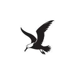 Graceful Albatross Silhouette in Flight – Elegant Seabird Vector Art Depicting Ocean Majesty with Bold Black Lines, Minimal Design, Marine Wildlife Symbol in Timeless Soaring Pose

