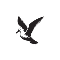 Obraz premium Graceful Albatross Silhouette in Flight – Elegant Seabird Vector Art Depicting Ocean Majesty with Bold Black Lines, Minimal Design, Marine Wildlife Symbol in Timeless Soaring Pose 