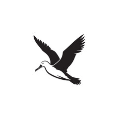 Graceful Albatross Silhouette in Flight – Elegant Seabird Vector Art Depicting Ocean Majesty with Bold Black Lines, Minimal Design, Marine Wildlife Symbol in Timeless Soaring Pose
