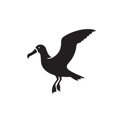 Graceful Albatross Silhouette in Flight – Elegant Seabird Vector Art Depicting Ocean Majesty with Bold Black Lines, Minimal Design, Marine Wildlife Symbol in Timeless Soaring Pose
