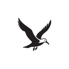 Graceful Albatross Silhouette in Flight – Elegant Seabird Vector Art Depicting Ocean Majesty with Bold Black Lines, Minimal Design, Marine Wildlife Symbol in Timeless Soaring Pose
