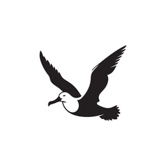 Graceful Albatross Silhouette in Flight – Elegant Seabird Vector Art Depicting Ocean Majesty with Bold Black Lines, Minimal Design, Marine Wildlife Symbol in Timeless Soaring Pose
