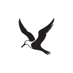 Graceful Albatross Silhouette in Flight – Elegant Seabird Vector Art Depicting Ocean Majesty with Bold Black Lines, Minimal Design, Marine Wildlife Symbol in Timeless Soaring Pose
