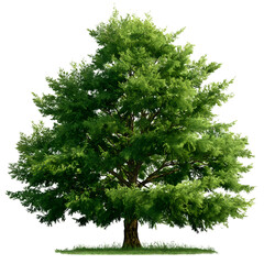 Lush evergreen tree isolated on isolated on white transparent background offering vibrant green foliage and textural details ideal for design projects