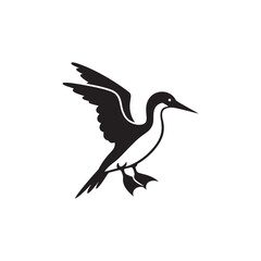Booby Bird Silhouette Vector Design – Bold Coastal Seabird Graphic Featuring Iconic Pose, Minimalist Black Outline Style, Marine Wildlife Art Perfect for Prints, Logos, and Decor
