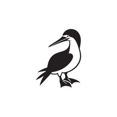 Booby Bird Silhouette Vector Design – Bold Coastal Seabird Graphic Featuring Iconic Pose, Minimalist Black Outline Style, Marine Wildlife Art Perfect for Prints, Logos, and Decor

