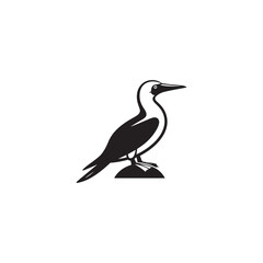 Booby Bird Silhouette Vector Design – Bold Coastal Seabird Graphic Featuring Iconic Pose, Minimalist Black Outline Style, Marine Wildlife Art Perfect for Prints, Logos, and Decor
