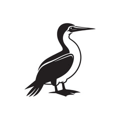 Booby Bird Silhouette Vector Design – Bold Coastal Seabird Graphic Featuring Iconic Pose, Minimalist Black Outline Style, Marine Wildlife Art Perfect for Prints, Logos, and Decor
