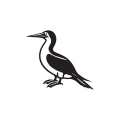 Booby Bird Silhouette Vector Design – Bold Coastal Seabird Graphic Featuring Iconic Pose, Minimalist Black Outline Style, Marine Wildlife Art Perfect for Prints, Logos, and Decor
