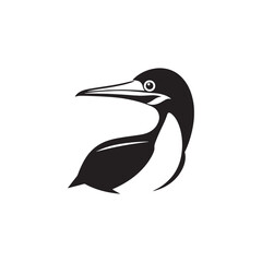 Booby Bird Silhouette Vector Design – Bold Coastal Seabird Graphic Featuring Iconic Pose, Minimalist Black Outline Style, Marine Wildlife Art Perfect for Prints, Logos, and Decor
