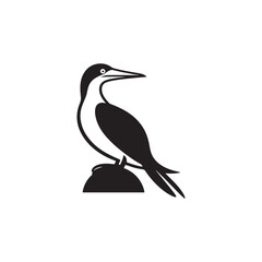 Booby Bird Silhouette Vector Design – Bold Coastal Seabird Graphic Featuring Iconic Pose, Minimalist Black Outline Style, Marine Wildlife Art Perfect for Prints, Logos, and Decor
