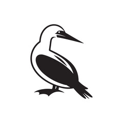 Booby Bird Silhouette Vector Design – Bold Coastal Seabird Graphic Featuring Iconic Pose, Minimalist Black Outline Style, Marine Wildlife Art Perfect for Prints, Logos, and Decor
