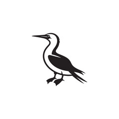 Booby Bird Silhouette Vector Design – Bold Coastal Seabird Graphic Featuring Iconic Pose, Minimalist Black Outline Style, Marine Wildlife Art Perfect for Prints, Logos, and Decor
