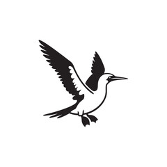 Booby Bird Silhouette Vector Design – Bold Coastal Seabird Graphic Featuring Iconic Pose, Minimalist Black Outline Style, Marine Wildlife Art Perfect for Prints, Logos, and Decor
