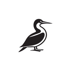 Booby Bird Silhouette Vector Design – Bold Coastal Seabird Graphic Featuring Iconic Pose, Minimalist Black Outline Style, Marine Wildlife Art Perfect for Prints, Logos, and Decor
