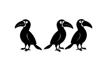 Naklejka premium toucan tropical bird vector illustrations silhouette set