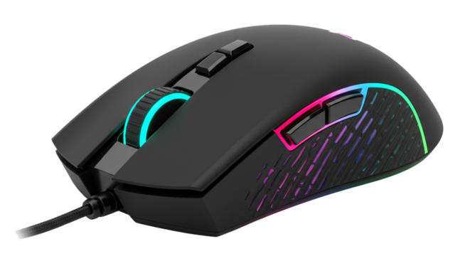 Gaming mouse rgb wired optical computer mouse high dpi ergonomic gamer mouse for pc and laptop professional on transparent background