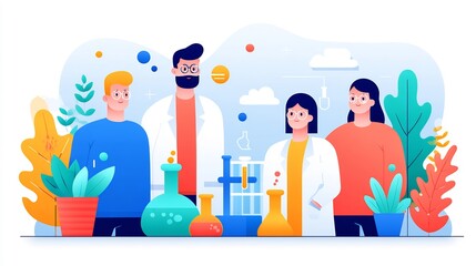 Business researchers conducting experiments laboratory settings laboratory research concept