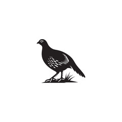 Chukar Partridge Silhouette Vector Design – Elegant Game Bird Artwork Featuring Distinctive Stripes, Bold Stance, Minimal Black Outline Style Perfect for Nature Prints, Logos, and Decor
