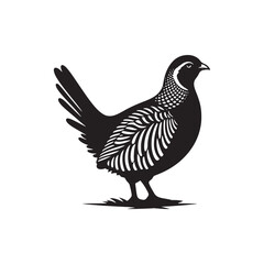 Chukar Partridge Silhouette Vector Design – Elegant Game Bird Artwork Featuring Distinctive Stripes, Bold Stance, Minimal Black Outline Style Perfect for Nature Prints, Logos, and Decor
