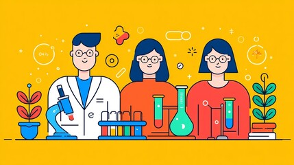 Business scientists conducting laboratory research innovate product development laboratory research concept