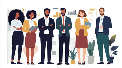 Obraz premium Vector Illustration Of A Diverse Professional Team in an Office Setting