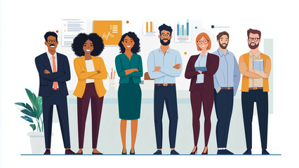 Obraz premium Vector Illustration Of A Diverse Professional Team in an Office Setting