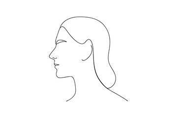 Woman's profile minimalist line art drawing simple elegant