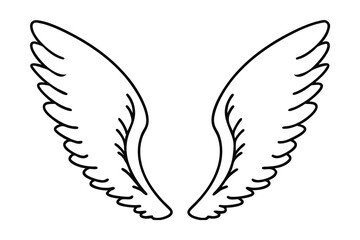Fototapeta premium Elegant outline wings design graphic element