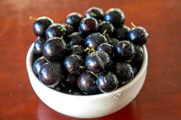 Beautiful and juicy ripe jabuticaba fruits in fine detail