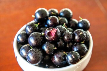Beautiful and juicy ripe jabuticaba fruits in fine detail