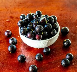 Beautiful and juicy ripe jabuticaba fruits in fine detail