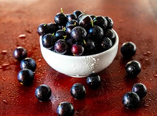 Beautiful and juicy ripe jabuticaba fruits in fine detail