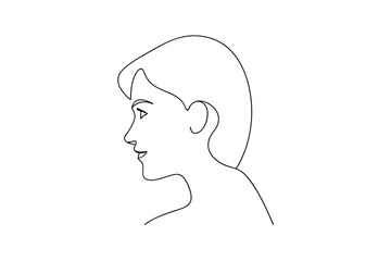 Woman's profile minimalist line art drawing simple elegant