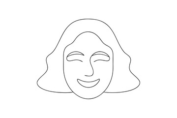 Happy woman face line art minimalist drawing simple illustration