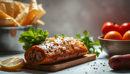 Protein-rich cuisine showcased on a pristine white backdrop, studio lighting. isolated with white highlights