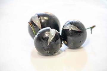 Beautiful and juicy ripe jabuticaba fruits in fine detail