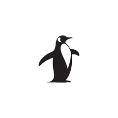 Naklejka premium Emperor Penguin Silhouette Vector Art – Majestic Antarctic Bird Design in Bold Black Outline, Minimalist Wildlife Graphic Perfect for Cold Climate Themes, Logos, and Nature Decor 