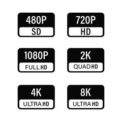 Set Of Video Size Resolution Vector Design. 