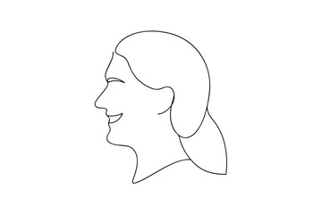 Woman's profile simple line drawing happy side view