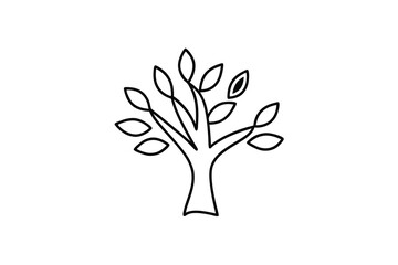 Fototapeta premium Simple line art tree minimalist nature design illustration