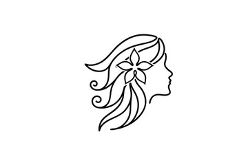 Woman profile outline flower hair design elegant minimalist
