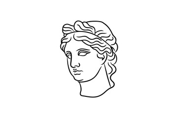 Elegant line art drawing of a classical greek goddess bust