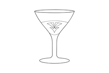 Elegant martini glass line drawing cocktail drink illustration